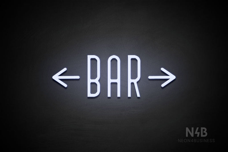"BAR" (two sided arrow, Benjollen font) - LED neon sign