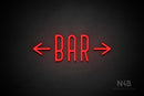 "BAR" (two sided arrow, Benjollen font) - LED neon sign