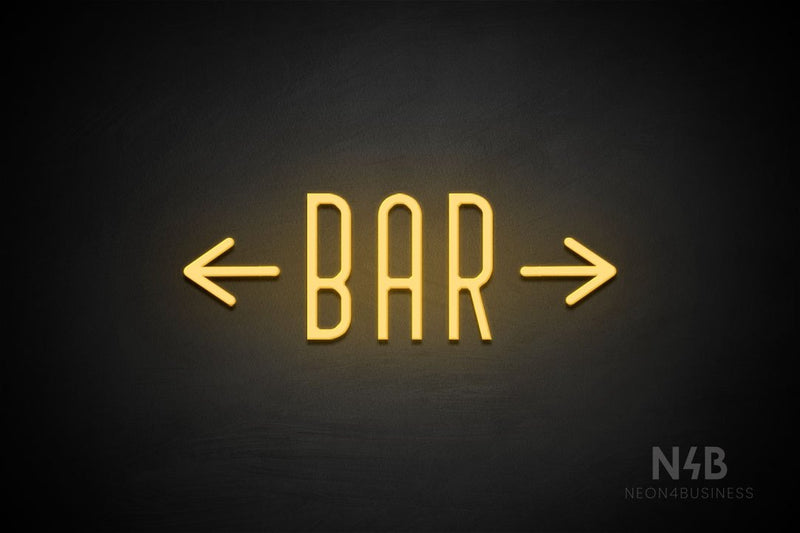 "BAR" (two sided arrow, Benjollen font) - LED neon sign