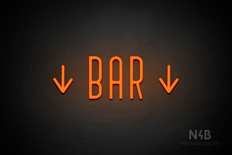 "BAR" (two sided down arrow, Benjollen font) - LED neon sign