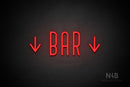 "BAR" (two sided down arrow, Benjollen font) - LED neon sign