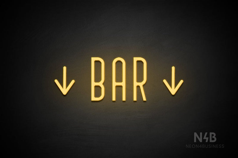 "BAR" (two sided down arrow, Benjollen font) - LED neon sign
