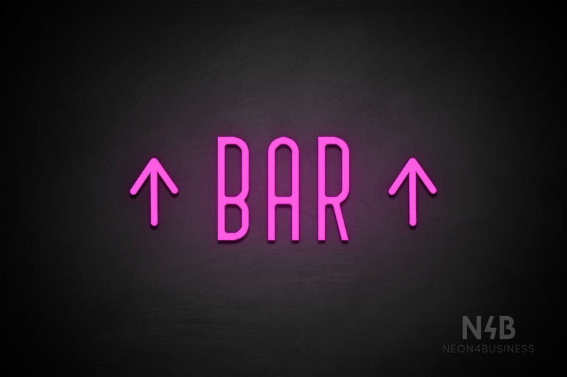 "BAR" (two sided up arrow, Benjollen font) - LED neon sign