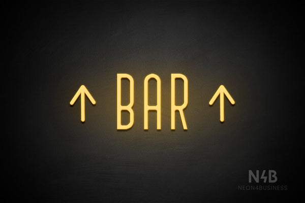 "BAR" (two sided up arrow, Benjollen font) - LED neon sign