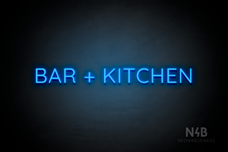 "BAR + KITCHEN" (Castle font) - LED neon sign