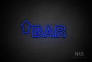 "BAR" (left up arrow, Seconds font) - LED neon sign