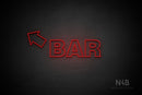"BAR" (left up tilted arrow, Seconds font) - LED neon sign
