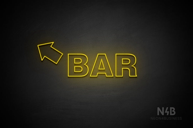 "BAR" (left up tilted arrow, Seconds font) - LED neon sign