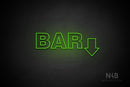 "BAR" (right down arrow, Seconds font) - LED neon sign