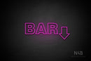 "BAR" (right down arrow, Seconds font) - LED neon sign