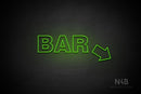 "BAR" (right down tilted arrow, Seconds font) - LED neon sign