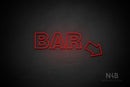 "BAR" (right down tilted arrow, Seconds font) - LED neon sign