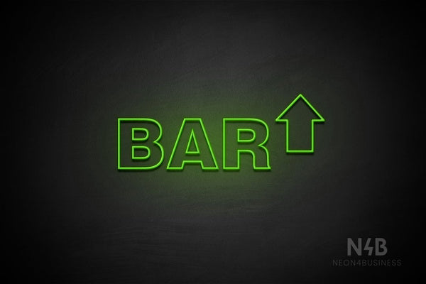 "BAR" (right up arrow, Seconds font) - LED neon sign