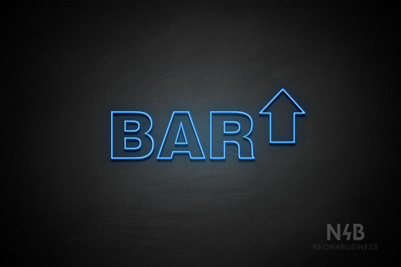 "BAR" (right up arrow, Seconds font) - LED neon sign