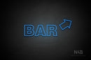 "BAR" (right up tilted arrow, Seconds font) - LED neon sign