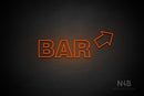 "BAR" (right up tilted arrow, Seconds font) - LED neon sign