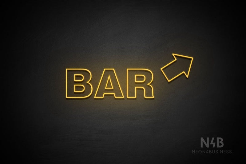 "BAR" (right up tilted arrow, Seconds font) - LED neon sign