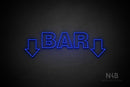 "BAR" (two sided down arrow, Seconds font) - LED neon sign