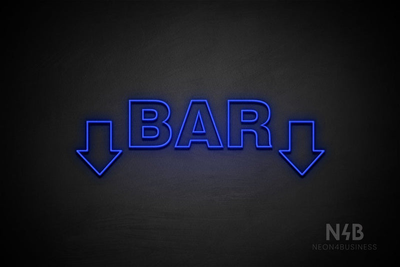 "BAR" (two sided down arrow, Seconds font) - LED neon sign