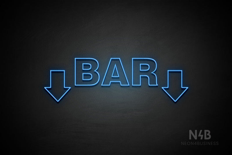 "BAR" (two sided down arrow, Seconds font) - LED neon sign