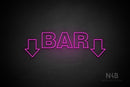 "BAR" (two sided down arrow, Seconds font) - LED neon sign