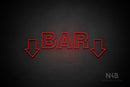 "BAR" (two sided down arrow, Seconds font) - LED neon sign