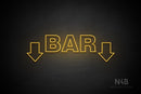"BAR" (two sided down arrow, Seconds font) - LED neon sign