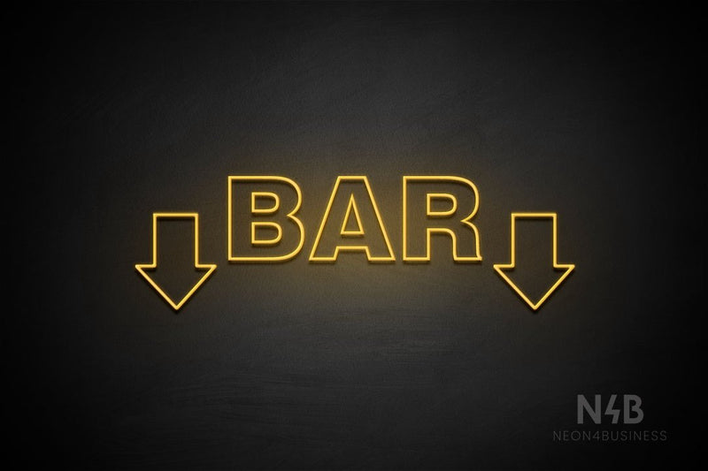 "BAR" (two sided down arrow, Seconds font) - LED neon sign