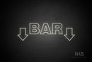 "BAR" (two sided down arrow, Seconds font) - LED neon sign