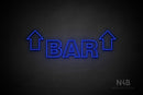 "BAR" (two sided up arrow, Seconds font) - LED neon sign