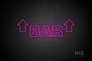 "BAR" (two sided up arrow, Seconds font) - LED neon sign
