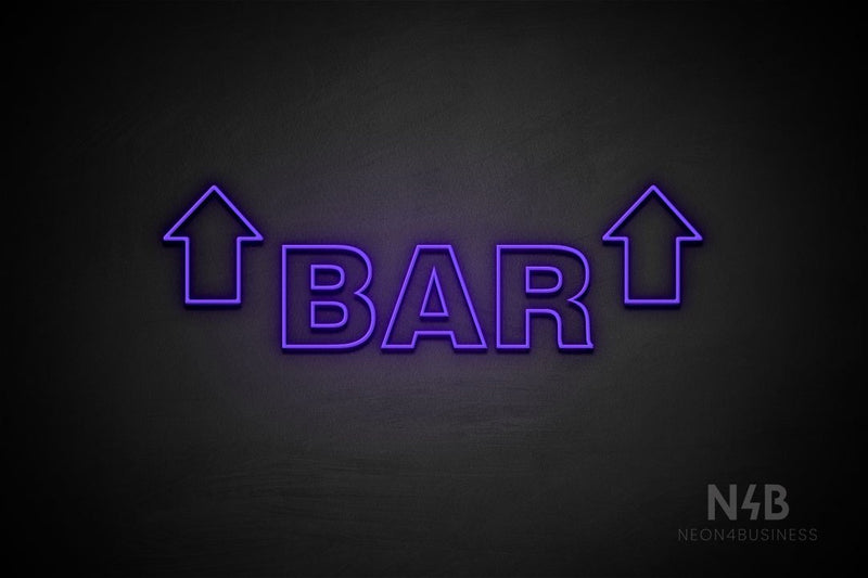"BAR" (two sided up arrow, Seconds font) - LED neon sign