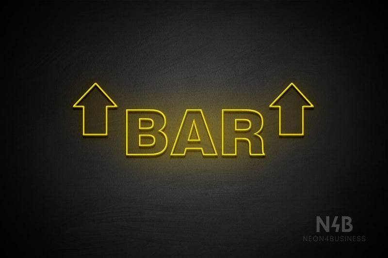 "BAR" (two sided up arrow, Seconds font) - LED neon sign