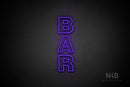 "BAR" (vertical, Seconds font) - LED neon sign
