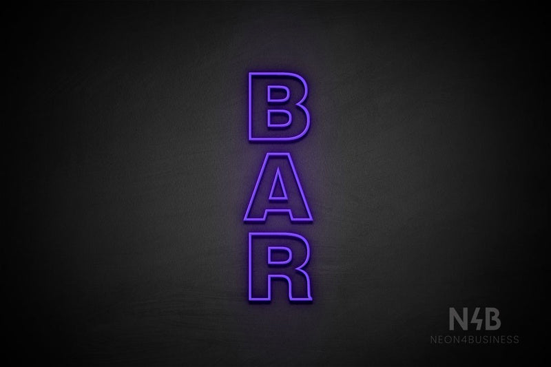 "BAR" (vertical, Seconds font) - LED neon sign