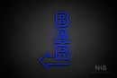 "BAR" (vertical, left arrow, Seconds font) - LED neon sign