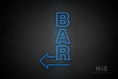 "BAR" (vertical, left arrow, Seconds font) - LED neon sign