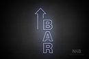 "BAR" (vertical, left up arrow, Seconds font) - LED neon sign