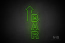 "BAR" (vertical, left up arrow, Seconds font) - LED neon sign