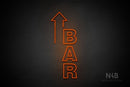 "BAR" (vertical, left up arrow, Seconds font) - LED neon sign