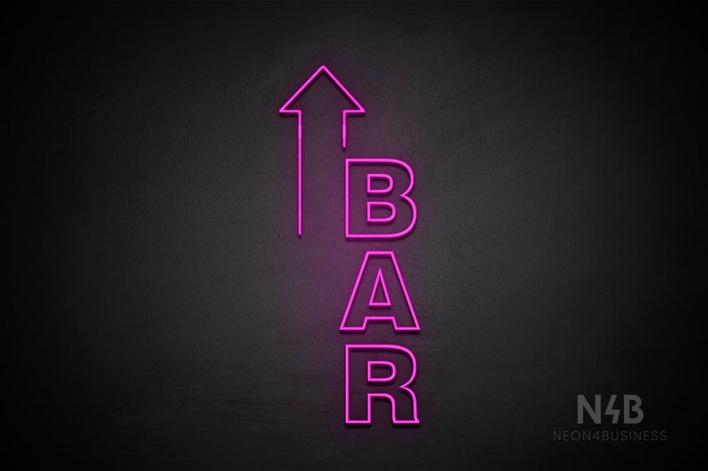 "BAR" (vertical, left up arrow, Seconds font) - LED neon sign