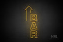 "BAR" (vertical, left up arrow, Seconds font) - LED neon sign