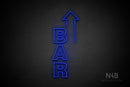"BAR" (vertical, right up arrow, Seconds font) - LED neon sign