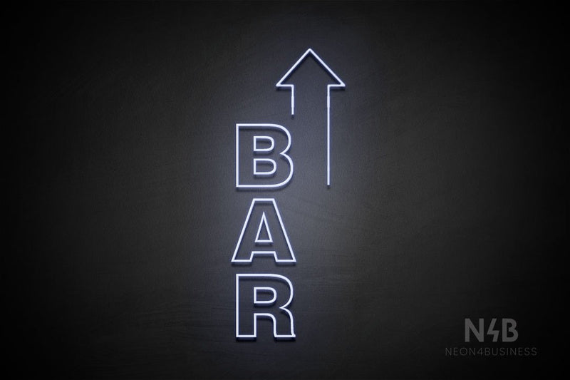 "BAR" (vertical, right up arrow, Seconds font) - LED neon sign