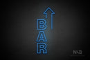 "BAR" (vertical, right up arrow, Seconds font) - LED neon sign