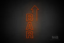 "BAR" (vertical, right up arrow, Seconds font) - LED neon sign