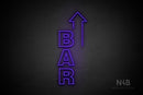 "BAR" (vertical, right up arrow, Seconds font) - LED neon sign