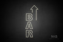 "BAR" (vertical, right up arrow, Seconds font) - LED neon sign