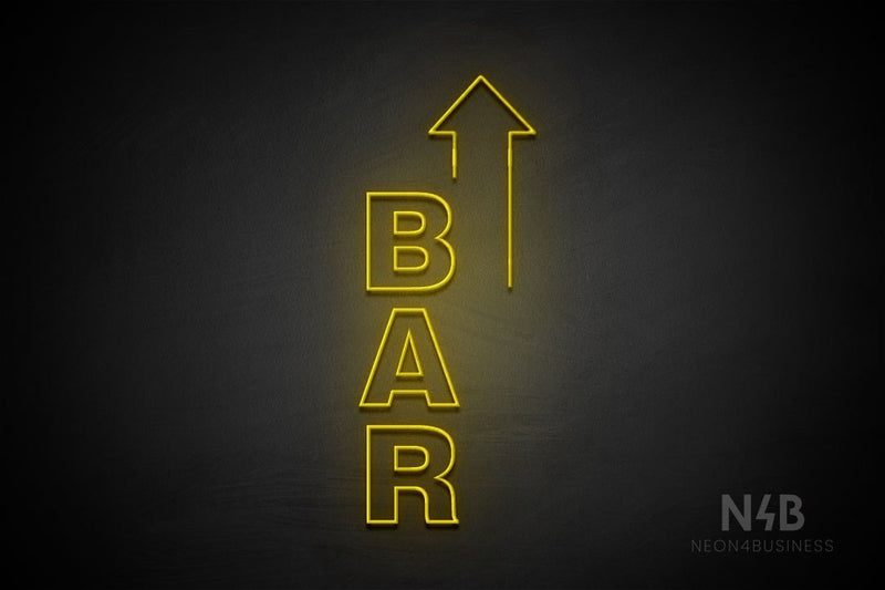 "BAR" (vertical, right up arrow, Seconds font) - LED neon sign