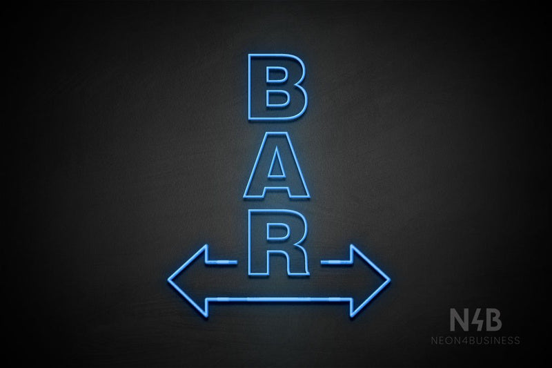 "BAR" (vertical, two sided arrow, Seconds font) - LED neon sign